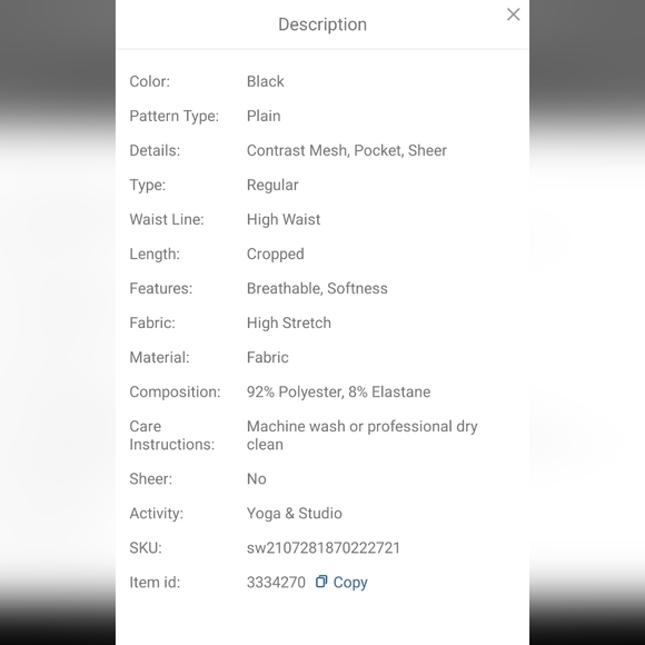 Shein workout leggings with mesh panels and pocket - Picture 6 of 6